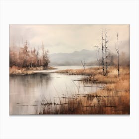 A Painting Of A Lake In Autumn 21 Canvas Print