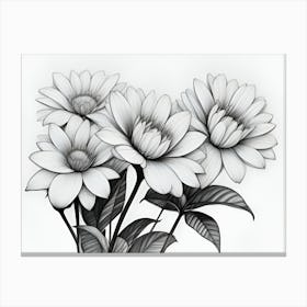 Black And White Flowers Canvas Print