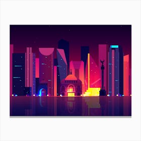 Synthwave Neon City - Mexico [synthwave/vaporwave/cyberpunk] — aesthetic poster, retrowave poster, neon poster Canvas Print