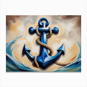 Ship anchor, Ropes, Oil painting 7 Canvas Print