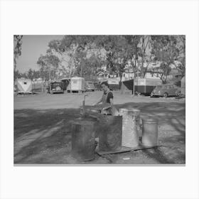 Garbage Cans At Trailer Camp, San Diego, California By Russell Lee Canvas Print