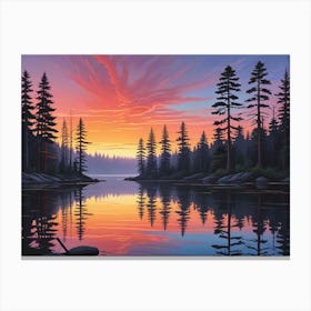 Sunset At The Lake Canvas Print