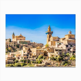 Valldemossa, Idyllic view of mediterranean village at Spain, Mallorca. This idyllic location is a traveler's paradise, offering a rural scene that is both peaceful and inspiring. Experience the beauty of Spain and the Balearic Islands Canvas Print