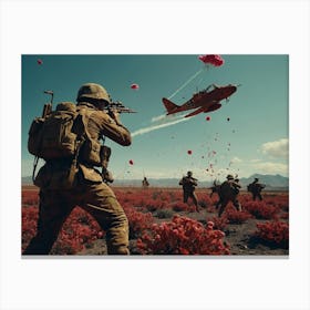 Soldier Shoots Down A Plane Canvas Print