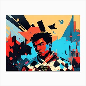 Soccer Player In A City Canvas Print