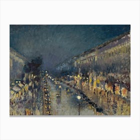 Boulevard Monmartre At Night, Camille Pissarro Canvas Print