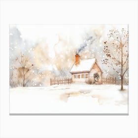 Winter House In The Snow Canvas Print