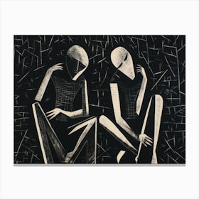 Two People Sitting 1 Canvas Print