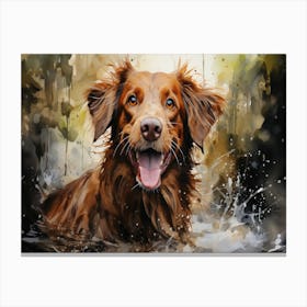 Dog In Water Canvas Print