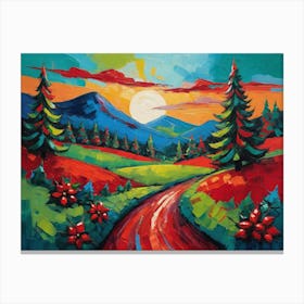 Vintage Road To The Mountains Canvas Print