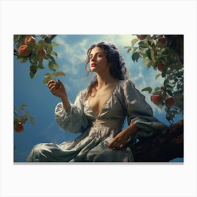 Upscaled Painting Of Woman Sitting On An Apple Tree In The Style O 4bffdb18 3738 4c74 86fc 7d154e2a3190 Canvas Print