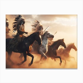 Apaches riding on horses Canvas Print