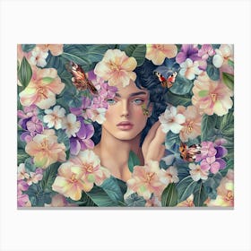 Tropical Background, Fashion Portrait Canvas Print