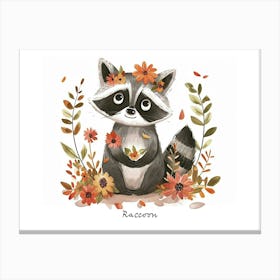 Little Floral Raccoon 2 Poster Canvas Print
