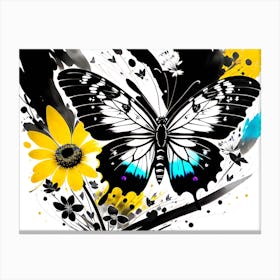 Butterfly And Flowers Canvas Print