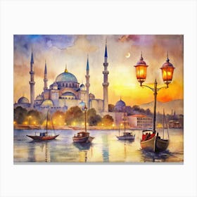 Blue Mosque At Dusk 1 Canvas Print