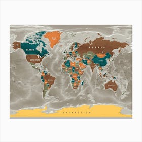 Political World Map 1 Canvas Print