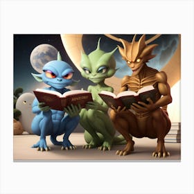 Aliens Reading A Book Canvas Print