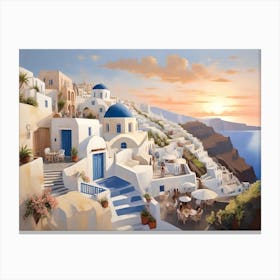 Sunset in Santorini Canvas Print