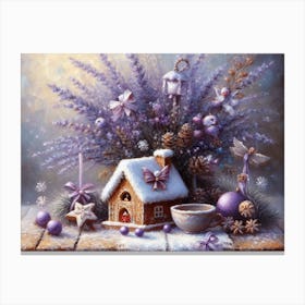 Lavender Christmas Ephemera Oil Paintings 8 Canvas Print