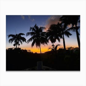 Barbados sunset palm trees Canvas Print