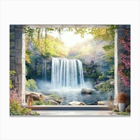 Waterfall Through The Window Canvas Print