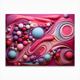 3d Art. Clay Canvas: Ordered Abstraction Meets Natural Forms in red Canvas Print