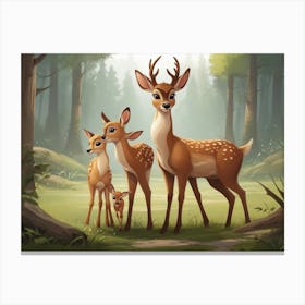 Family Of Deer Canvas Print