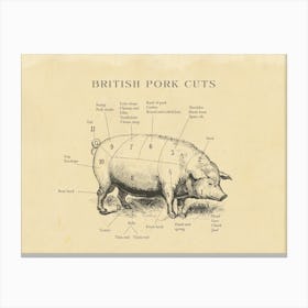 British Pork Cuts Butcher Cuts Chart Canvas Print