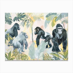 Gorillas Tropical Jungle Illustration 1 Canvas Print