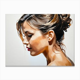Side Profile Of Beautiful Woman Oil Painting 1 Canvas Print