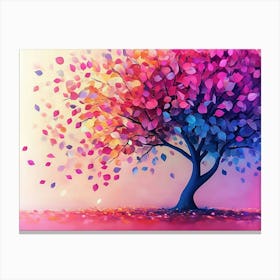 Elegant Colorful Tree With Vibrant Leaves Hanging Branches 7 Canvas Print