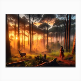 Deer In The Forest Canvas Print