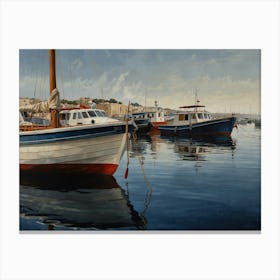 Boats In The Harbour hamptons Canvas Print