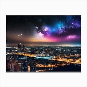 Night Sky Over City 7 Canvas Print