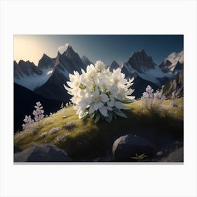 Cluster Of Edelweiss On The Mountain Slope Canvas Print