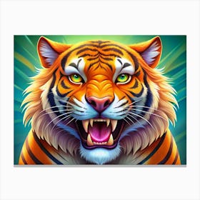 Tiger Face With Open Mouth Canvas Print