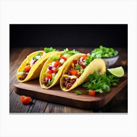 Tacos On A Wooden Board 2 Canvas Print
