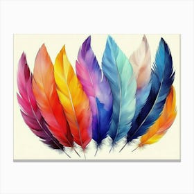 Hand Painted Watercolor Feathers Painting Canvas Print