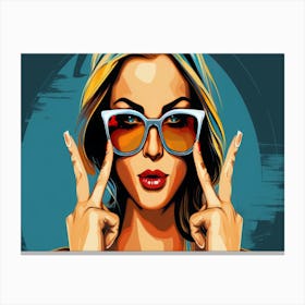 Girl In Sunglasses Canvas Print