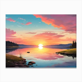 Sunset By The Lake 1 Canvas Print