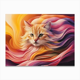 Abstract Cat Painting Canvas Print