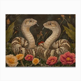 Floral Animal Illustration Cobra 1 Canvas Print