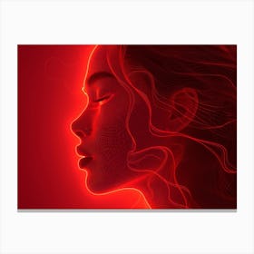 Glowing Enigma: Darkly Romantic 3D Portrait: Portrait Of A Woman 3 Canvas Print
