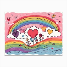 Rainbow With Hearts Canvas Print