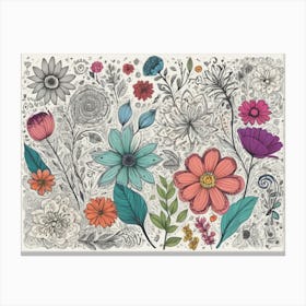 Doodle Flowers 8 Canvas Print