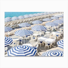 Blue White Umbrella Stripes Canvas Print