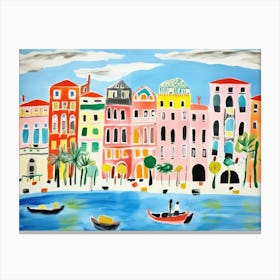 Venice Italy Cute Watercolour Illustration 8 Canvas Print