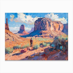 Cowboy In Monument Valley Arizona 3 Canvas Print