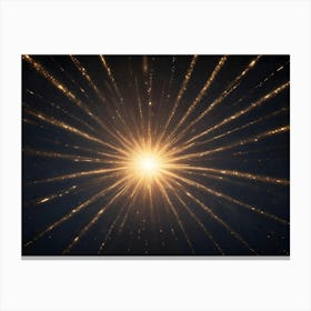 Abstract Image Of A Bright Golden Light Radiating Outward, Surrounded By Golden Sparkles On A Dark Background Canvas Print